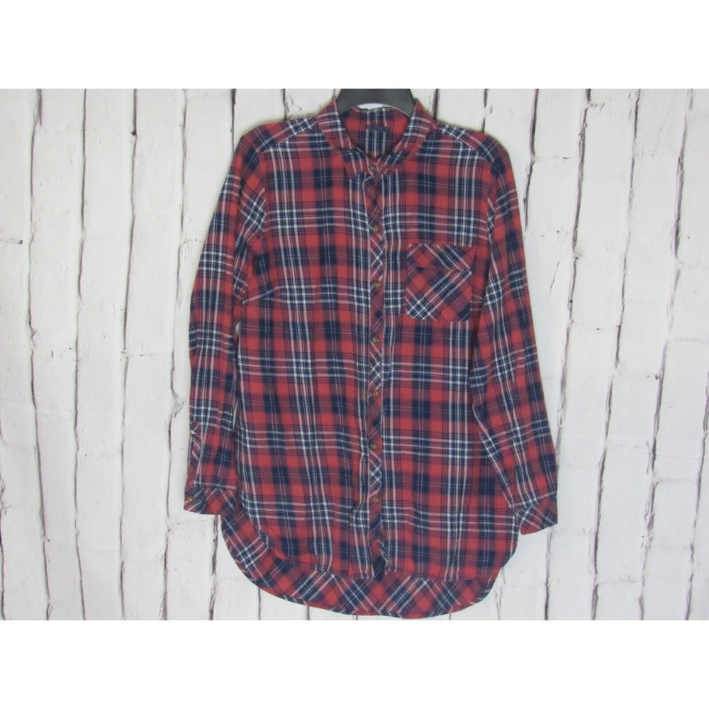 J. Jill Denim Women Shirt Medium Blue Plaid Button Front Casual Long Sleeve